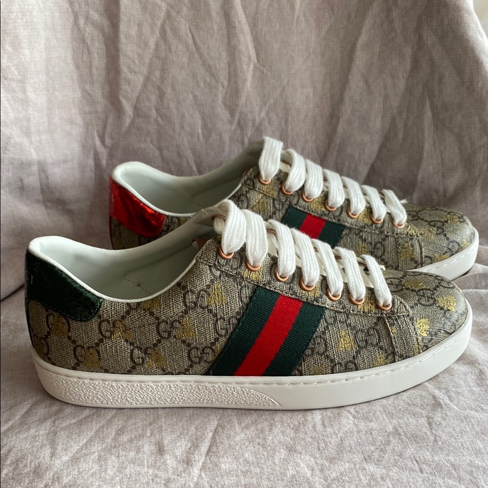 Gucci Women's Sneakers - Beige, Red, Green